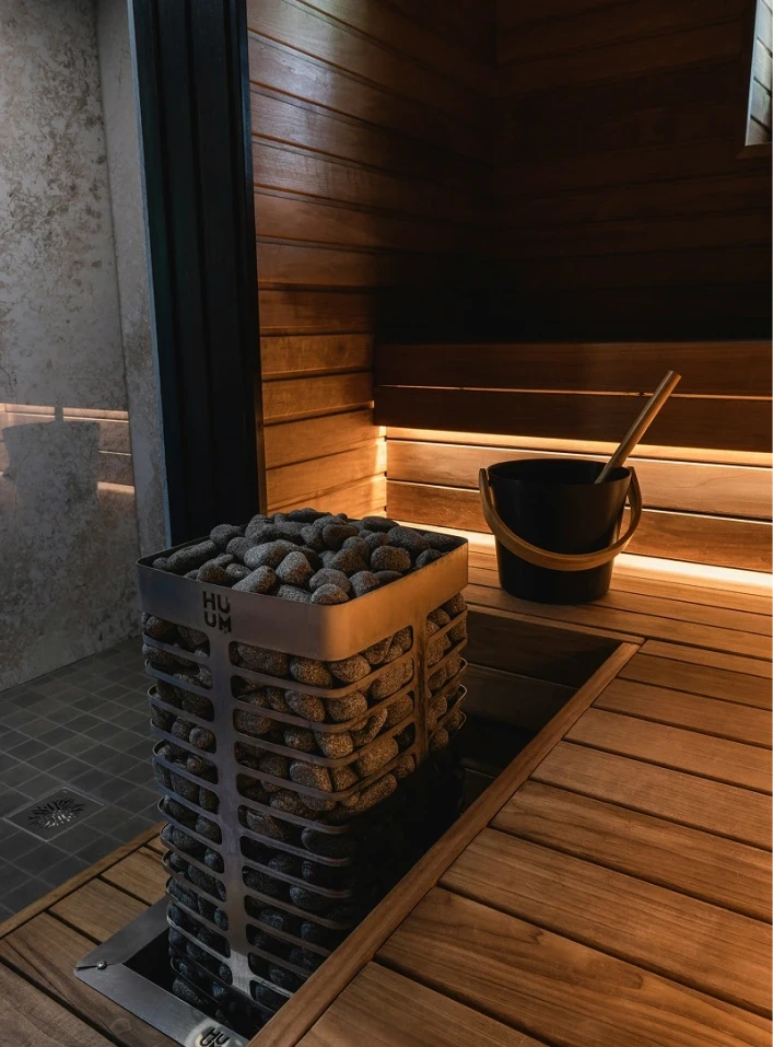 Sauna et espace détente du complexe bien-être Lux Feate